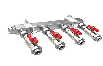 4-way Header with ball valves, M38x1,5 4-way Header with ball valves, M38x1,5
