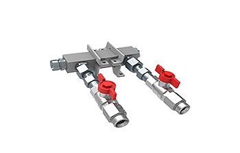 2-way Header with ball valves, M30x1,5 2-way Header with ball valves, M30x1,5
