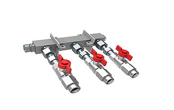 3-way Header with ball valves M24x1,5 3-way Header with ball valves M24x1,5