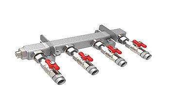4-way header with ball valves, M30x1,5 4-way header with ball valves, M30x1,5
