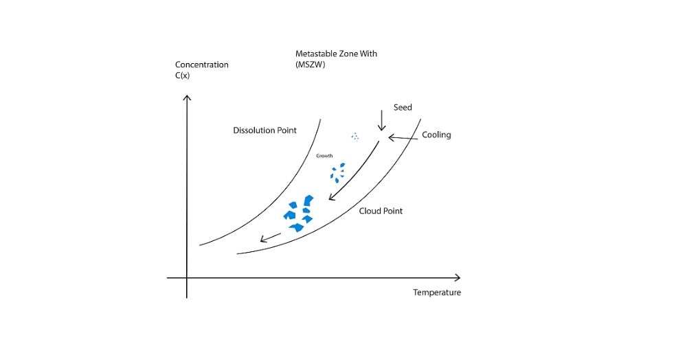 Crystallization within a metastable zone